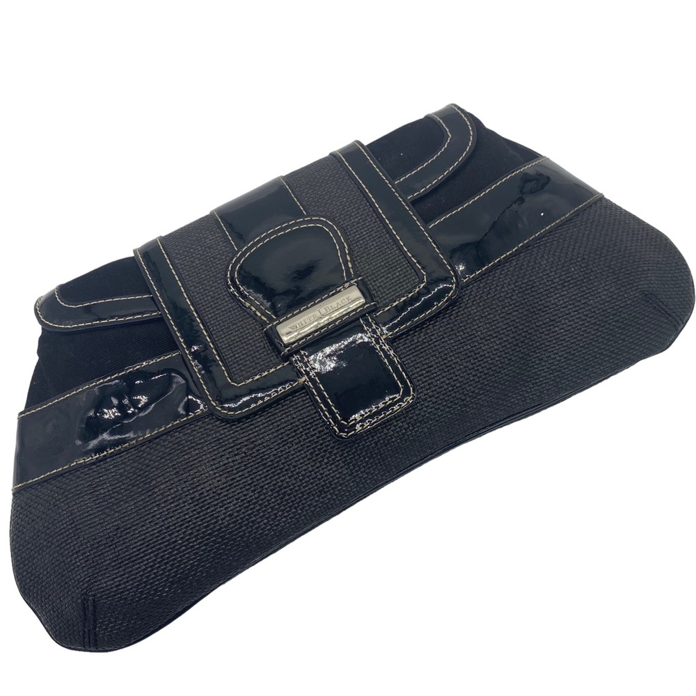 WHBM Woven Clutch Black NEW Magnetic Closure